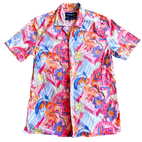 PSYCHO BUNNY Fuchsia Purple Benton All Over Print Shirt - Size Medium (10/12) - Picture 2 of 8